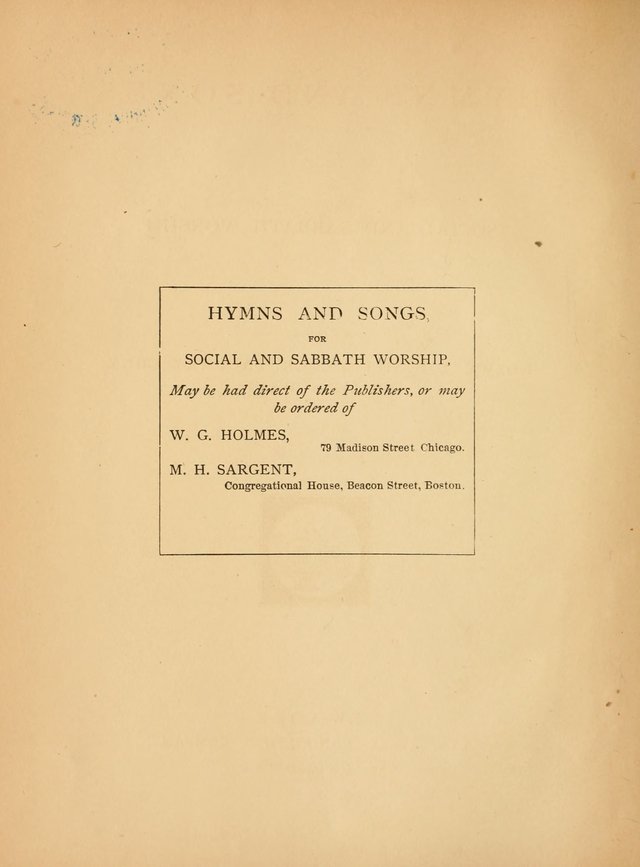 Hymns and Songs for Social and Sabbath Worship page vi