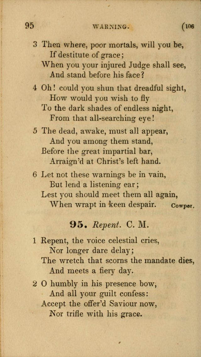 Hymns for Social Worship: selected from Watts, Doddridge, Newton, Cowper, Steele and others page 106