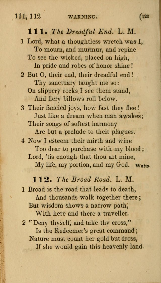 Hymns for Social Worship: selected from Watts, Doddridge, Newton, Cowper, Steele and others page 120