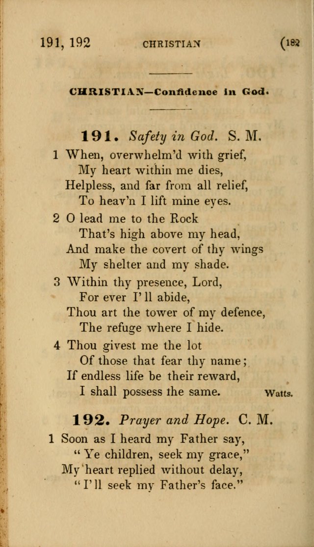 Hymns for Social Worship: selected from Watts, Doddridge, Newton, Cowper, Steele and others page 182