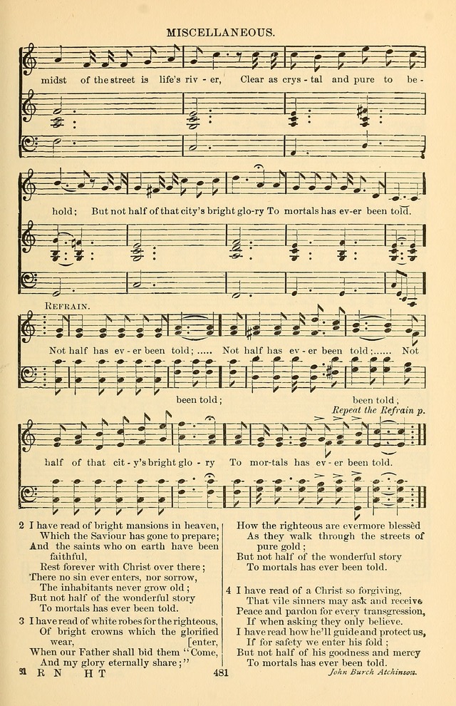 Hymn and Tune Book of the Methodist Episcopal Church, South (Round Note Ed.) page 481