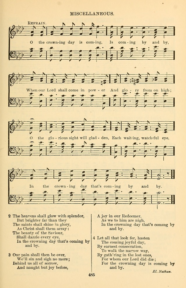 Hymn and Tune Book of the Methodist Episcopal Church, South (Round Note Ed.) page 485