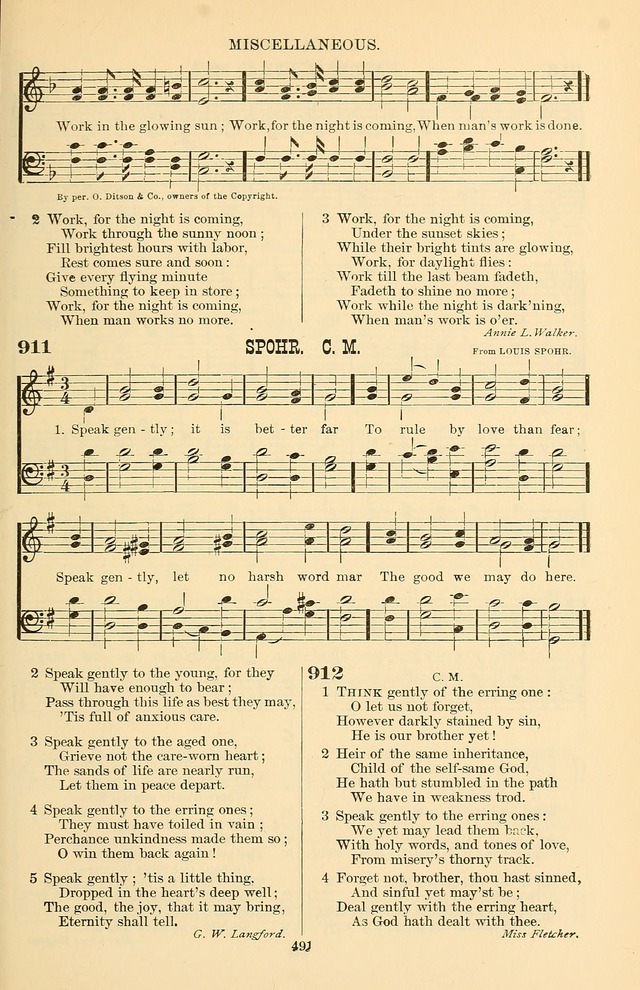 Hymn and Tune Book of the Methodist Episcopal Church, South (Round Note Ed.) page 491