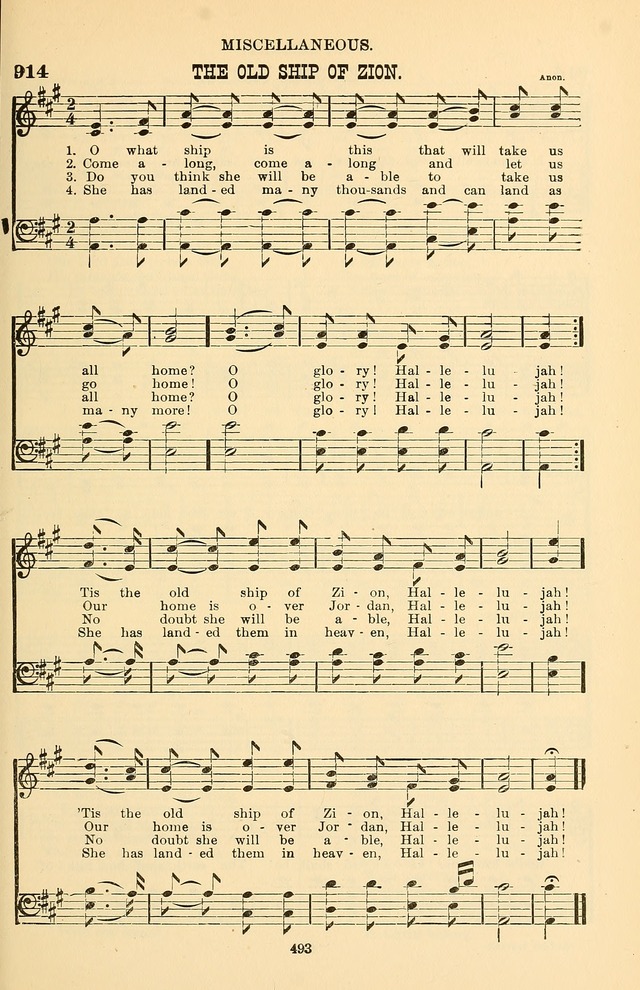 Hymn and Tune Book of the Methodist Episcopal Church, South (Round Note Ed.) page 493