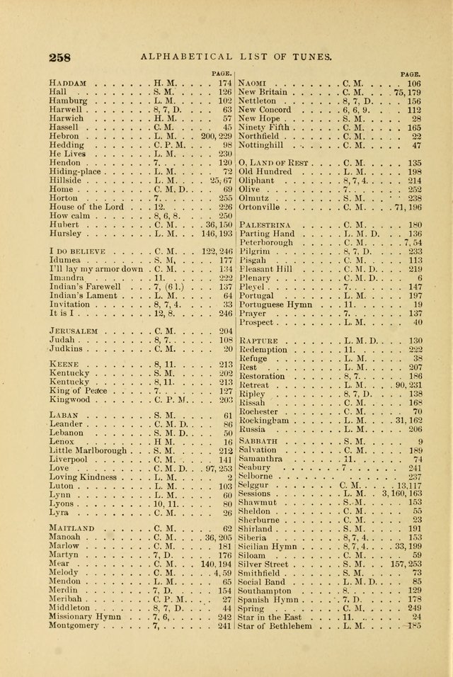 Hymn and Tune Book for Use in Old School or Primitive Baptist Churches page 258