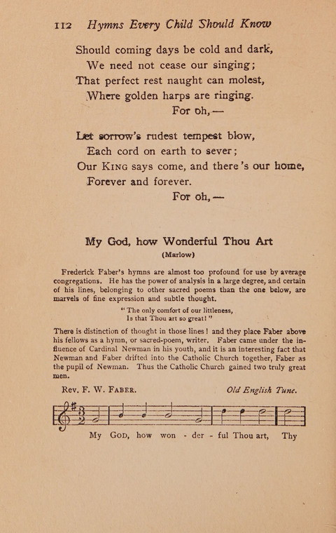 Hymns That Every Child Should Know: A selection of the best hymns of all nations for young people page 112