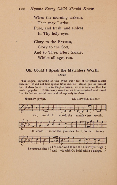 Hymns That Every Child Should Know: A selection of the best hymns of all nations for young people page 122