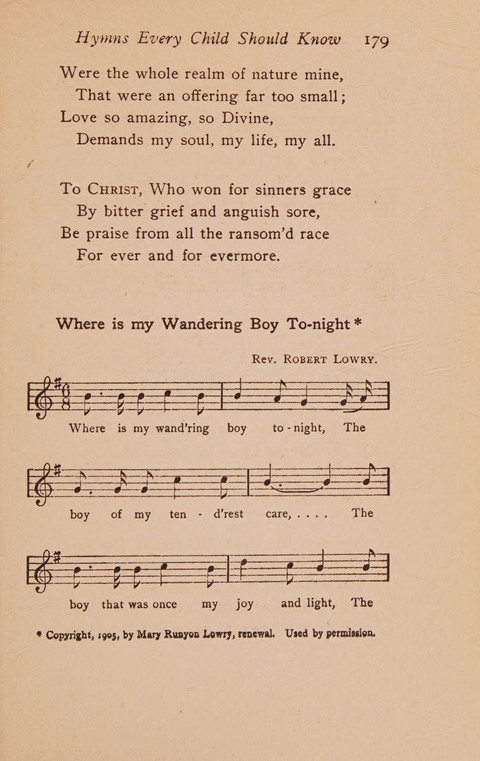 Hymns That Every Child Should Know: A selection of the best hymns of all nations for young people page 179