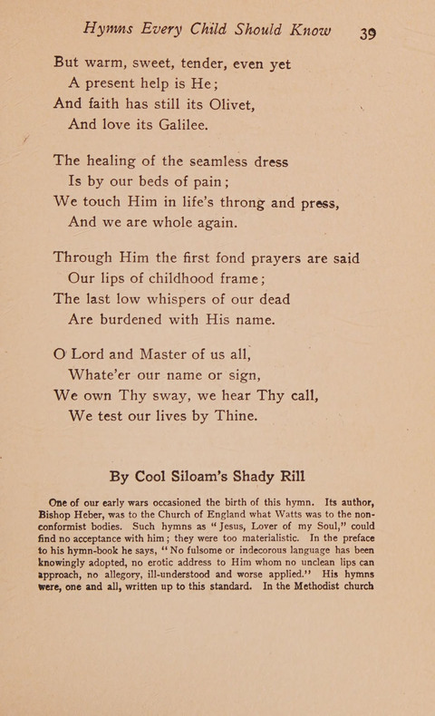 Hymns That Every Child Should Know: A selection of the best hymns of all nations for young people page 39