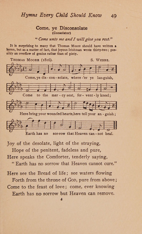 Hymns That Every Child Should Know: A selection of the best hymns of all nations for young people page 49