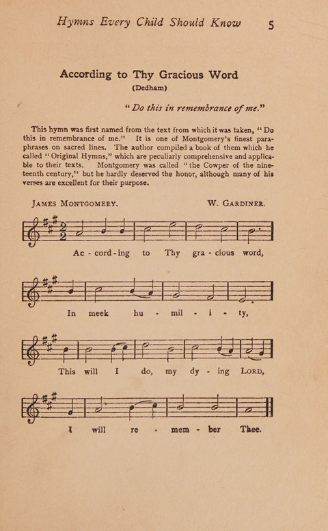 Hymns That Every Child Should Know: A selection of the best hymns of all nations for young people page 5