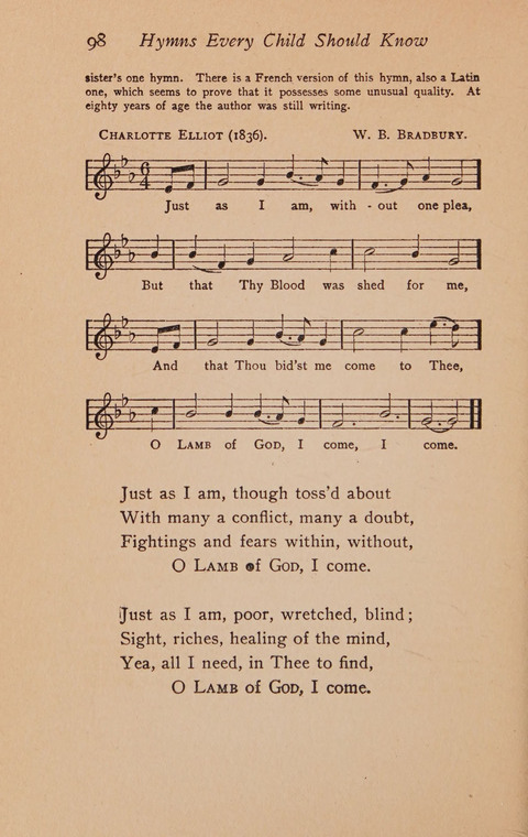 Hymns That Every Child Should Know: A selection of the best hymns of all nations for young people page 98