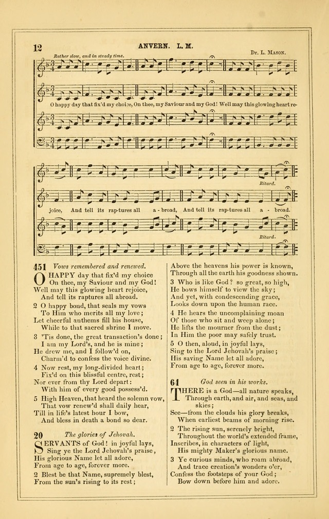 The Heart and Voice: or, Songs of Praise for the Sanctuary: hymn and tune book, designed for congregational singing in the Methodist Episcopal Church, and for congregations generally page 12