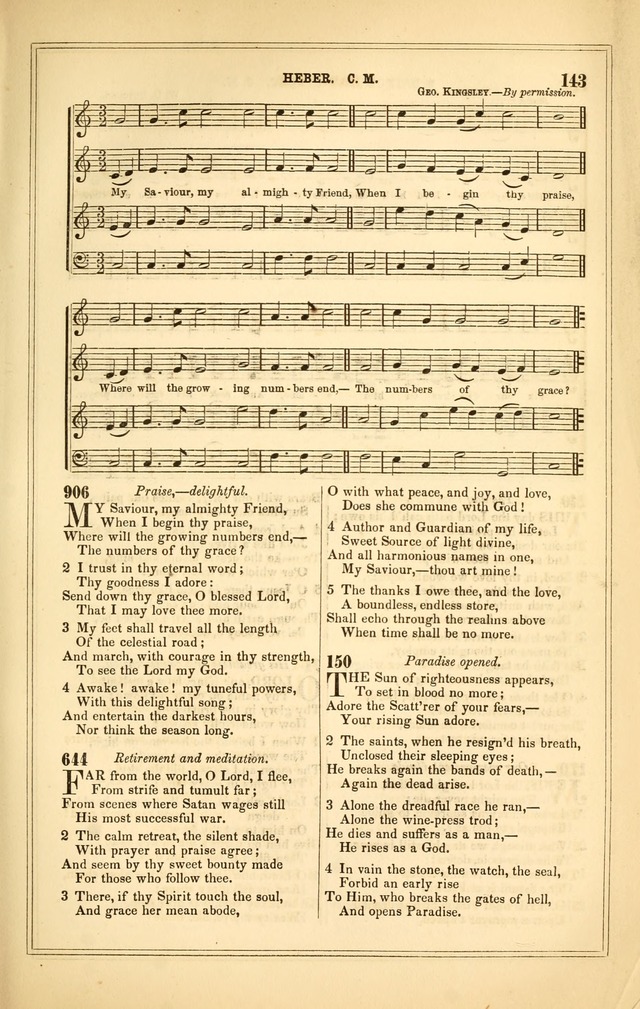 The Heart and Voice: or, Songs of Praise for the Sanctuary: hymn and tune book, designed for congregational singing in the Methodist Episcopal Church, and for congregations generally page 143