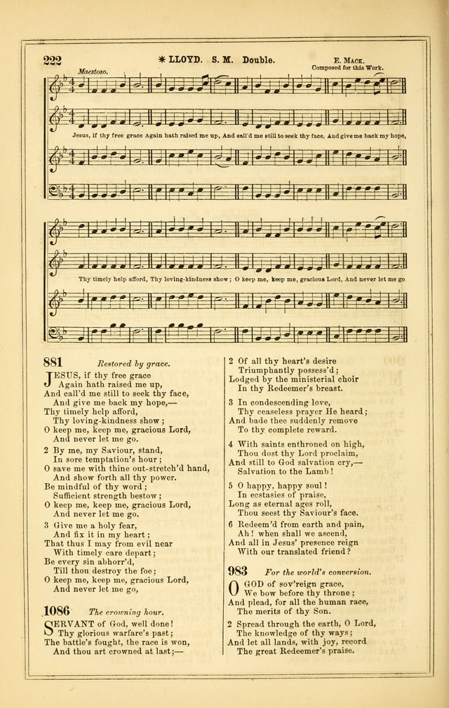 The Heart and Voice: or, Songs of Praise for the Sanctuary: hymn and tune book, designed for congregational singing in the Methodist Episcopal Church, and for congregations generally page 222