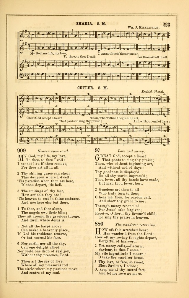 The Heart and Voice: or, Songs of Praise for the Sanctuary: hymn and tune book, designed for congregational singing in the Methodist Episcopal Church, and for congregations generally page 223