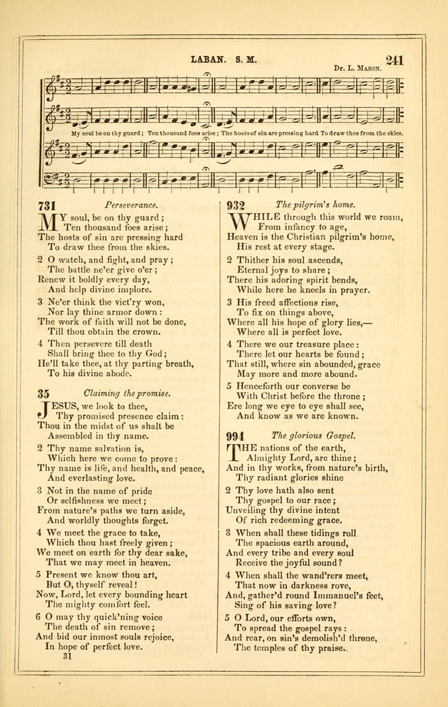 The Heart and Voice: or, Songs of Praise for the Sanctuary: hymn and tune book, designed for congregational singing in the Methodist Episcopal Church, and for congregations generally page 241