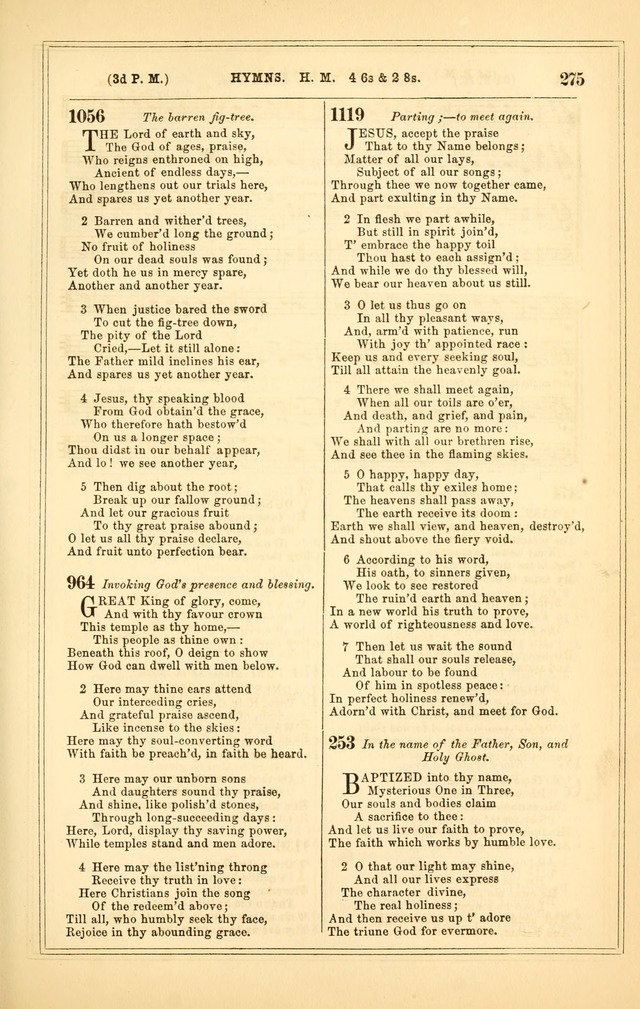 The Heart and Voice: or, Songs of Praise for the Sanctuary: hymn and tune book, designed for congregational singing in the Methodist Episcopal Church, and for congregations generally page 275