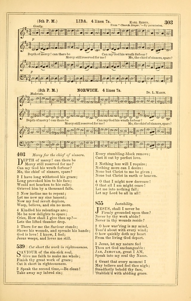 The Heart and Voice: or, Songs of Praise for the Sanctuary: hymn and tune book, designed for congregational singing in the Methodist Episcopal Church, and for congregations generally page 303