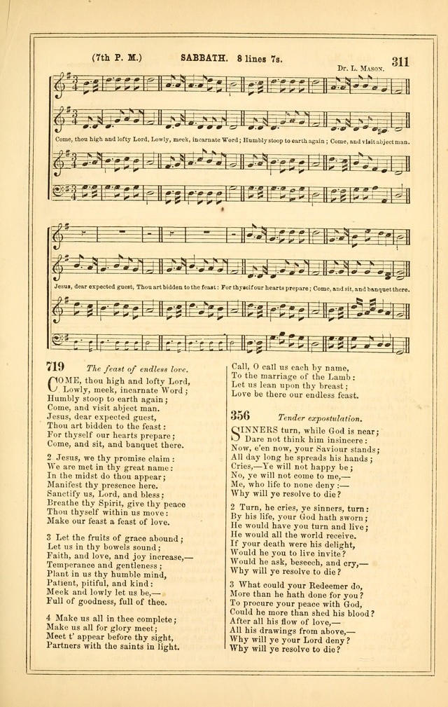 The Heart and Voice: or, Songs of Praise for the Sanctuary: hymn and tune book, designed for congregational singing in the Methodist Episcopal Church, and for congregations generally page 311