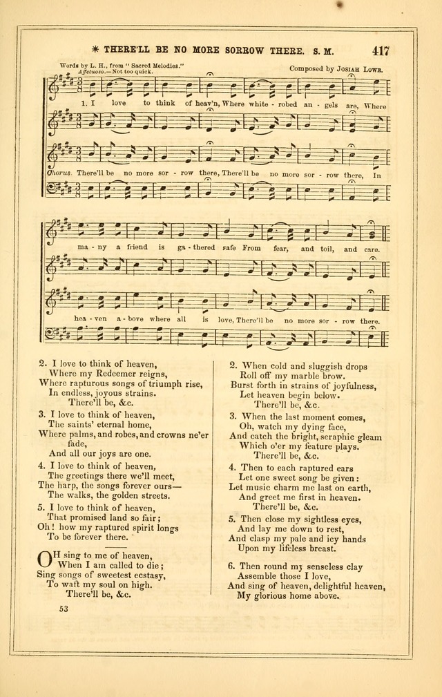 The Heart and Voice: or, Songs of Praise for the Sanctuary: hymn and tune book, designed for congregational singing in the Methodist Episcopal Church, and for congregations generally page 417