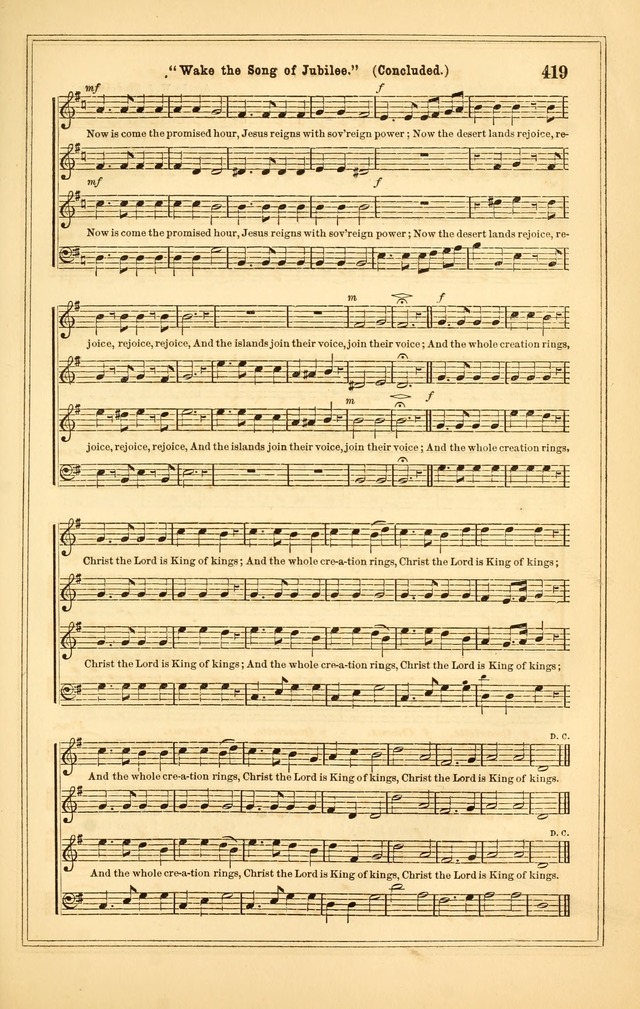 The Heart and Voice: or, Songs of Praise for the Sanctuary: hymn and tune book, designed for congregational singing in the Methodist Episcopal Church, and for congregations generally page 419