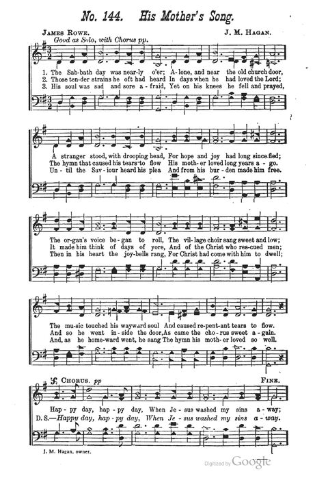 The Harp of Glory: The Best Old Hymns, the Best New Hymns, the cream of song for all religious work and workship (With supplement) page 144