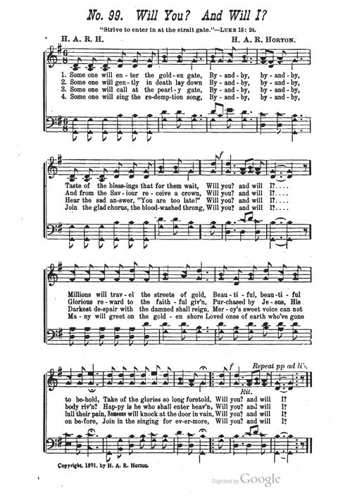 The Harp of Glory: The Best Old Hymns, the Best New Hymns, the cream of song for all religious work and workship (With supplement) page 99