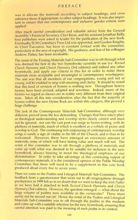 The Irish Presbyterian Hymnbook page vi