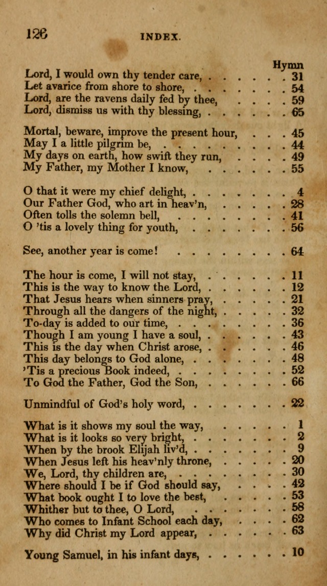 The Infant School and Nursery Hymn Book: being a collection of hymns, original and selected; with an analysis of each, designed to assist mothers and teachers... (3rd ed., rev. and corr.) page 126