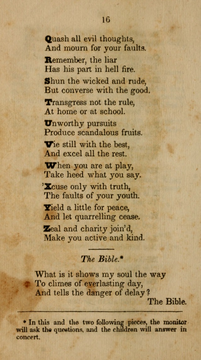 The Infant School and Nursery Hymn Book: being a collection of hymns, original and selected; with an analysis of each, designed to assist mothers and teachers... (3rd ed., rev. and corr.) page 16