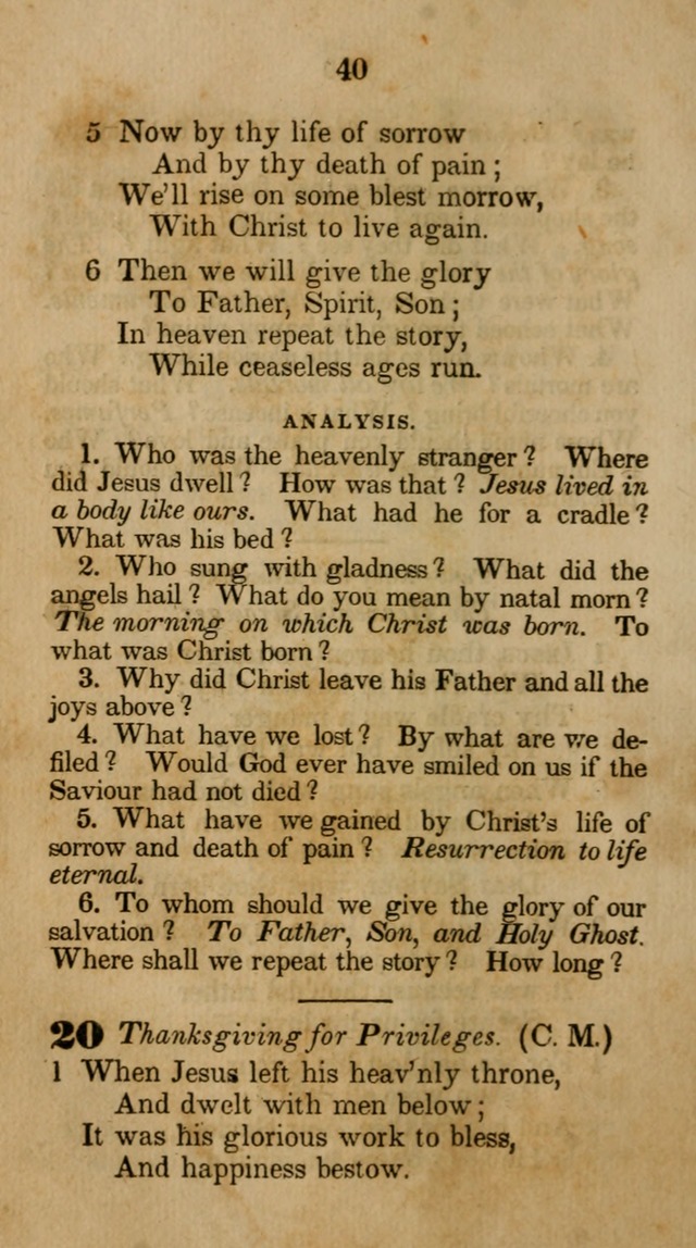 The Infant School and Nursery Hymn Book: being a collection of hymns, original and selected; with an analysis of each, designed to assist mothers and teachers... (3rd ed., rev. and corr.) page 40