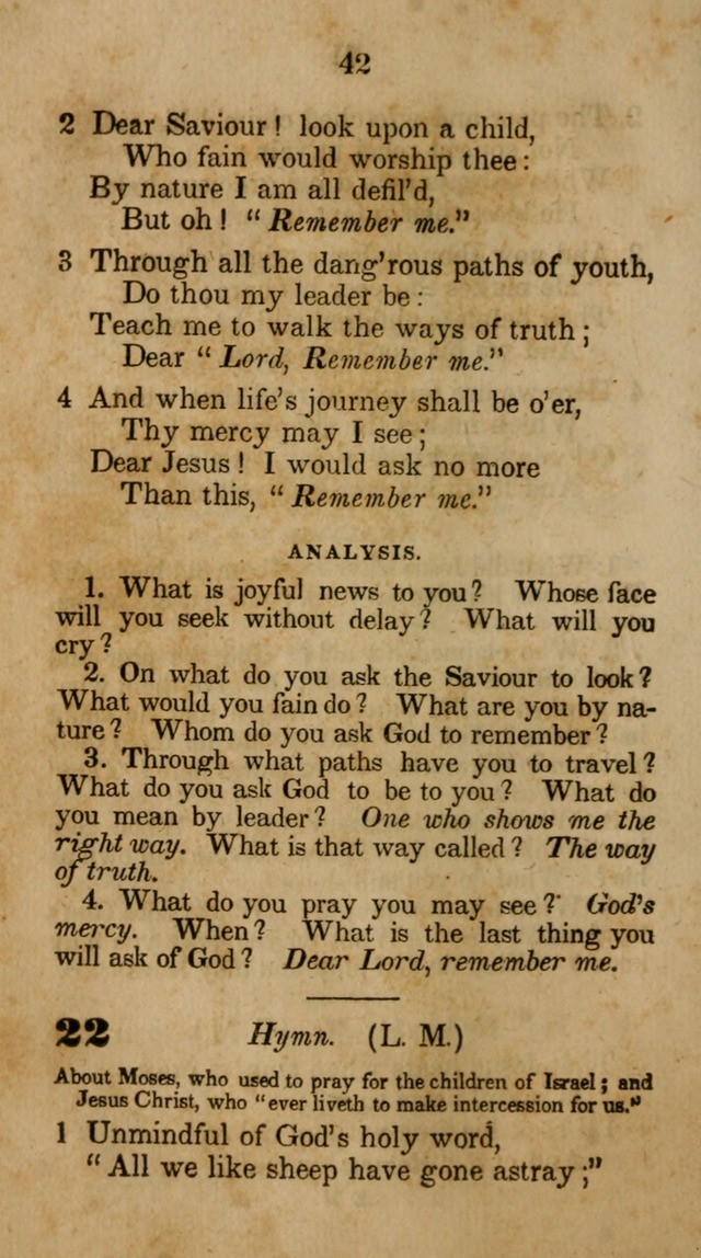 The Infant School and Nursery Hymn Book: being a collection of hymns, original and selected; with an analysis of each, designed to assist mothers and teachers... (3rd ed., rev. and corr.) page 42