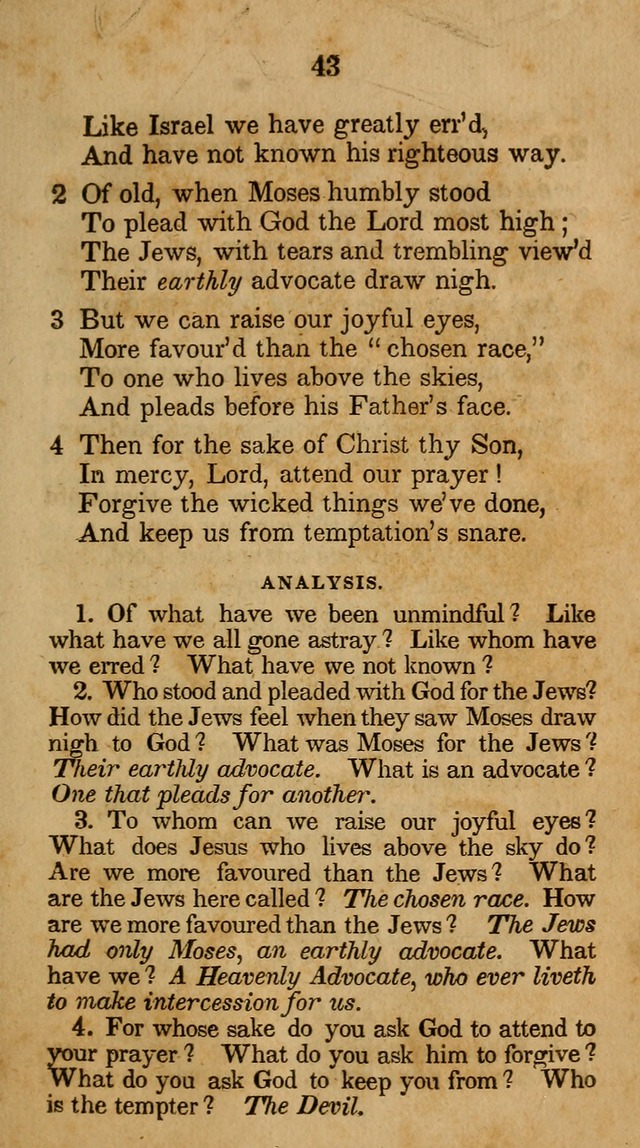 The Infant School and Nursery Hymn Book: being a collection of hymns, original and selected; with an analysis of each, designed to assist mothers and teachers... (3rd ed., rev. and corr.) page 43