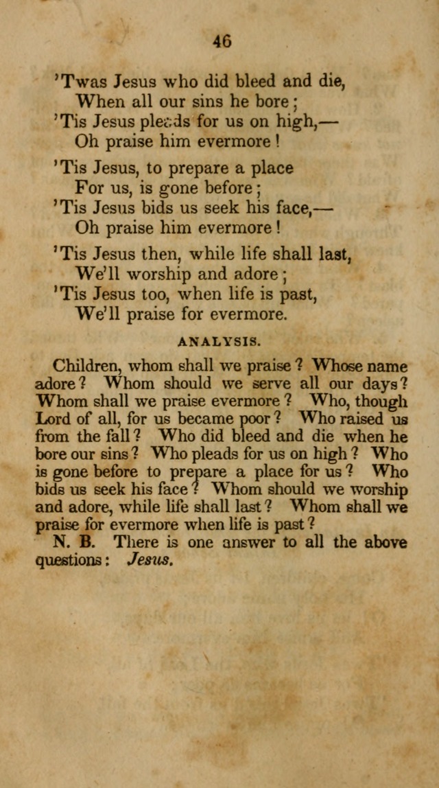 The Infant School and Nursery Hymn Book: being a collection of hymns, original and selected; with an analysis of each, designed to assist mothers and teachers... (3rd ed., rev. and corr.) page 46