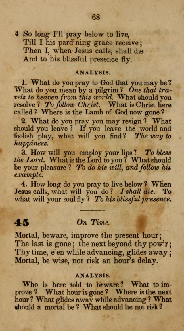 The Infant School and Nursery Hymn Book: being a collection of hymns, original and selected; with an analysis of each, designed to assist mothers and teachers... (3rd ed., rev. and corr.) page 68