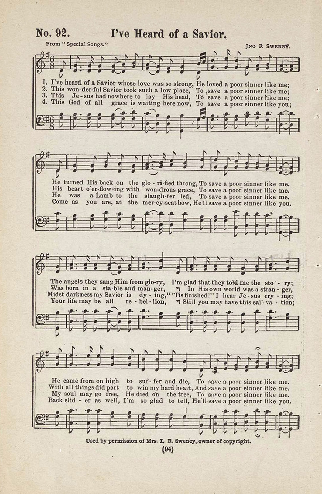 The Joy Bells of Canaan or Burning Bush Songs No. 2 page 92