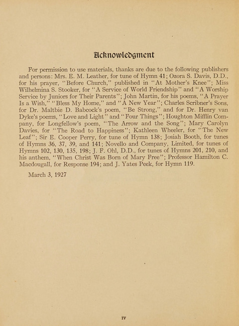 Junior Church School Hymnal: for use in the junior section of the church school, in the home, and in junior congragations (Teacher