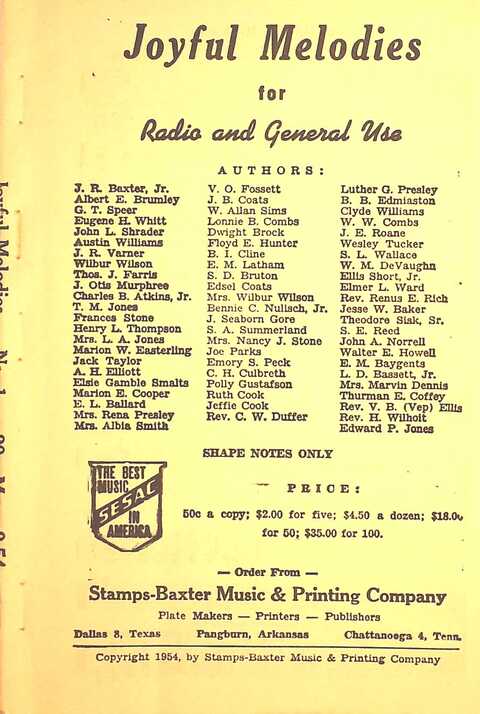 Joyful Melodies: for radio and general use page iii