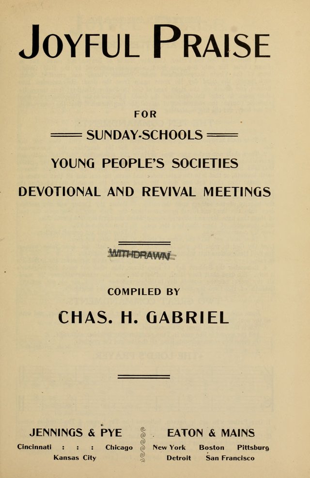 Joyful Praise: for Sunday Schools, young people