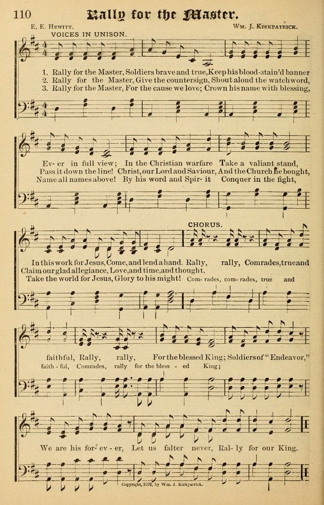 Junior Songs: a collection of sacred hymns and songs; for use in meetings of junior societies, Sunday Schools, etc. page 110