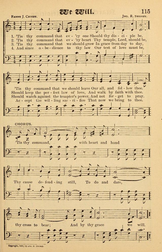 Junior Songs: a collection of sacred hymns and songs; for use in meetings of junior societies, Sunday Schools, etc. page 115