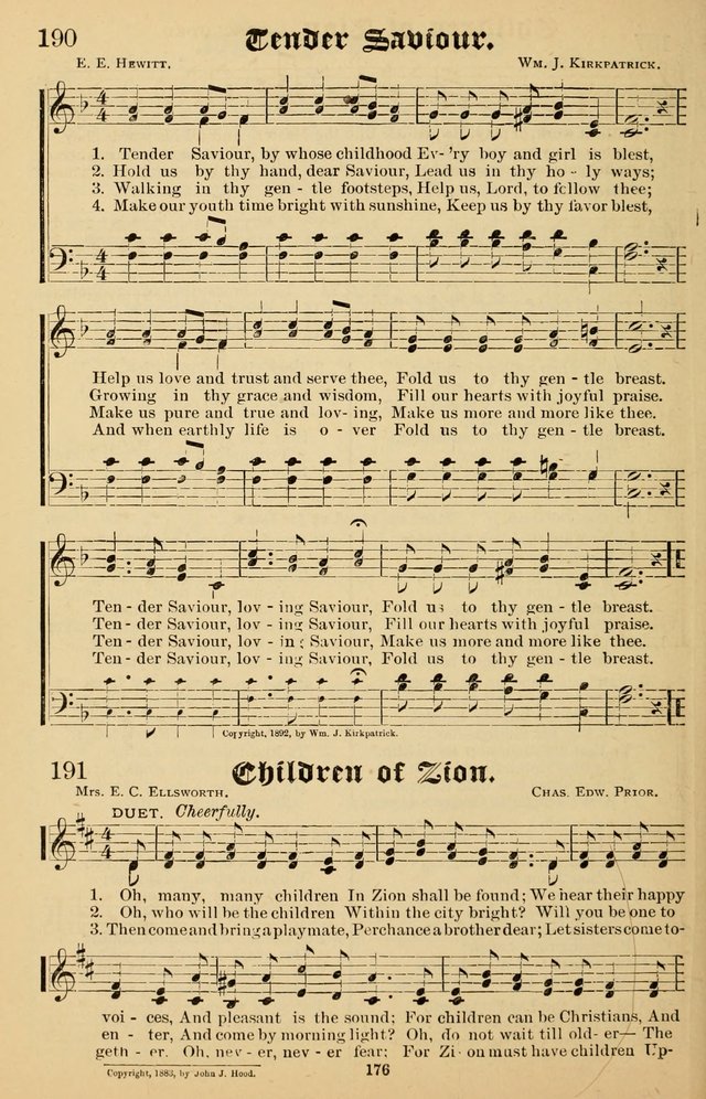 Junior Songs: a collection of sacred hymns and songs; for use in meetings of junior societies, Sunday Schools, etc. page 172