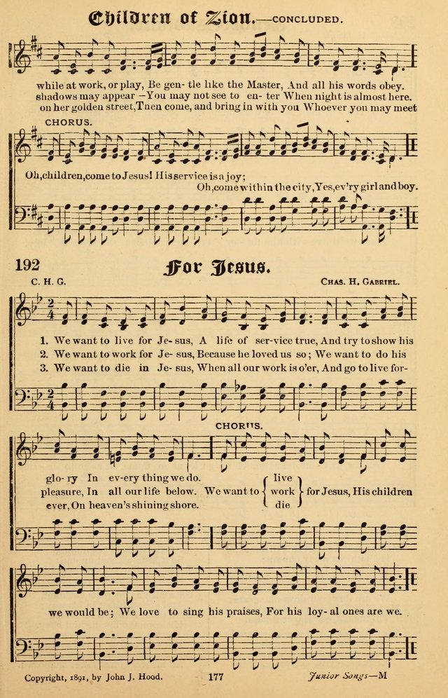 Junior Songs: a collection of sacred hymns and songs; for use in meetings of junior societies, Sunday Schools, etc. page 173