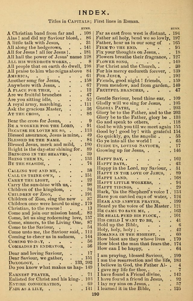 Junior Songs: a collection of sacred hymns and songs; for use in meetings of junior societies, Sunday Schools, etc. page 186