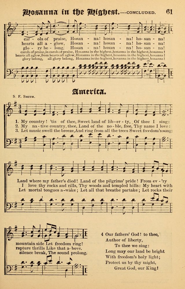 Junior Songs: a collection of sacred hymns and songs; for use in meetings of junior societies, Sunday Schools, etc. page 61