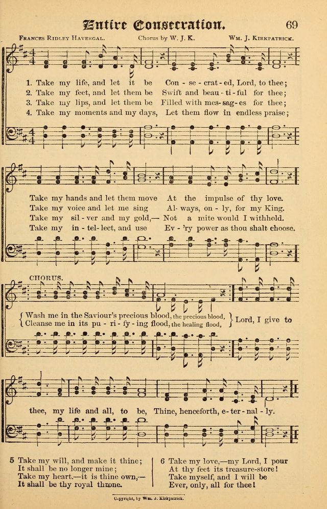 Junior Songs: a collection of sacred hymns and songs; for use in meetings of junior societies, Sunday Schools, etc. page 69