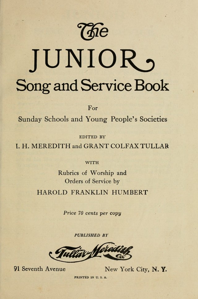 The Junior Song and Service Book: for Sunday schools and young people