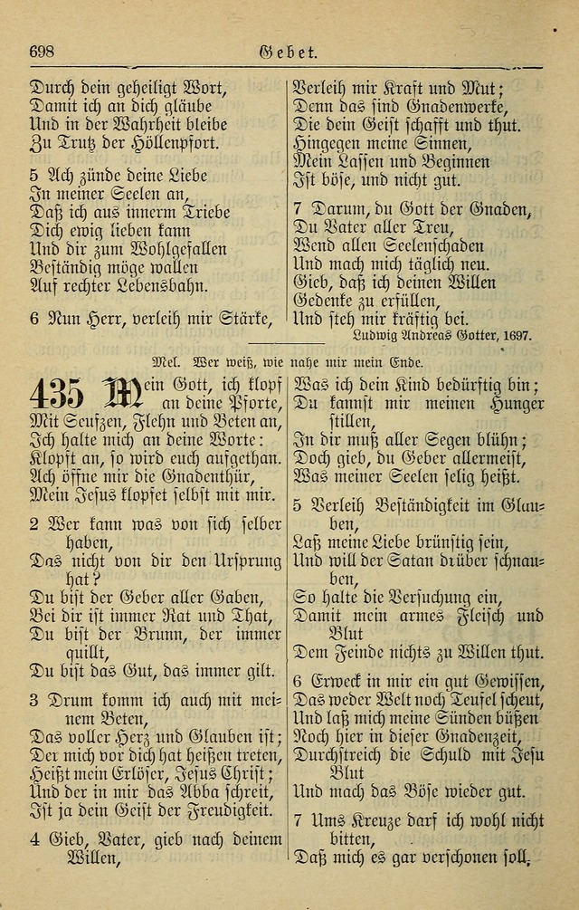 Kirchenbuch für Evangelisch-Lutherische Gemeinden page 698