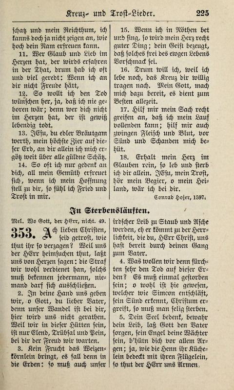 Kirchen-Gesangbuch: für Evangelisch-Lutherische Gemeinden ungeänderter Aubsburgischer Confession page 225